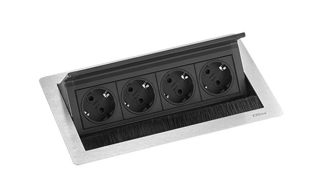 34312_02 Einbausteckdosen 4-fach, EVO Line FlipTop Push M