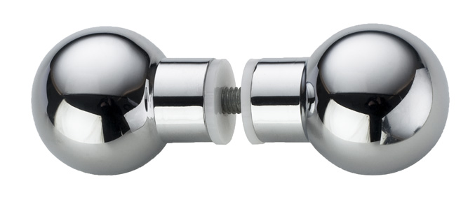154_032_02_22 Duschtürknöpfe (Paar) Messing verchromt Kugelform