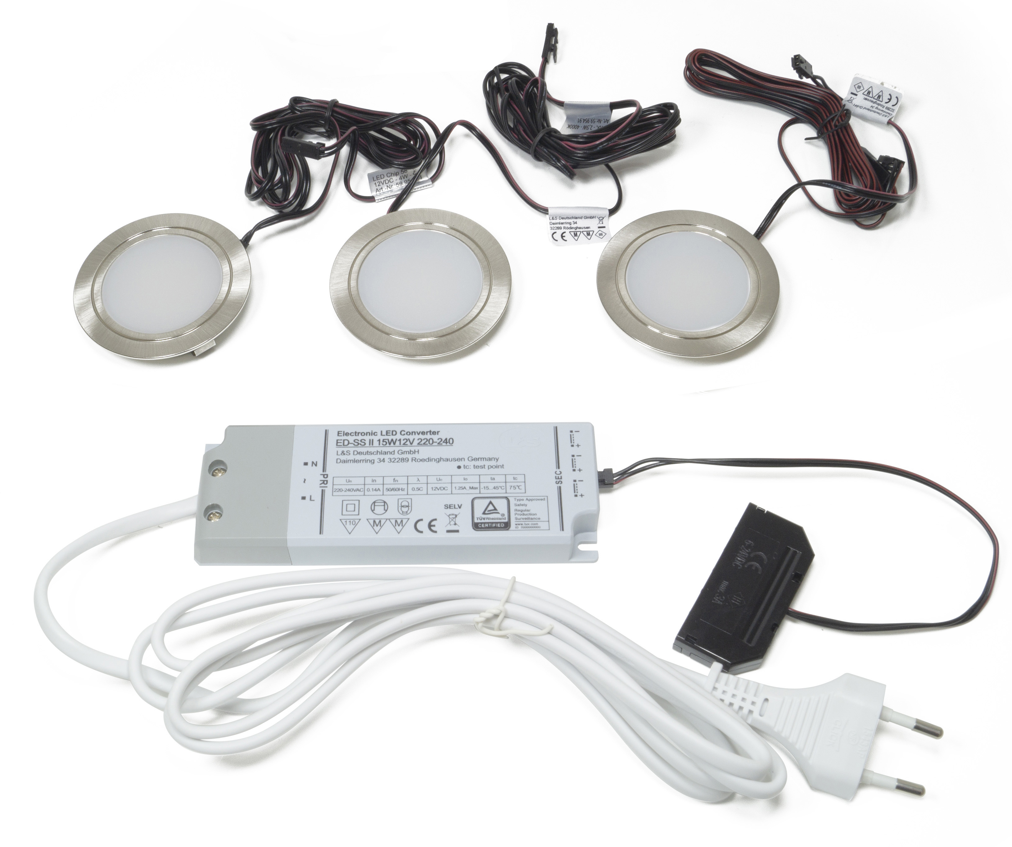 2000014_Chip_3er-Set-Konverter15W 3er Set LED-Leuchte Chip 58 inkl. LED Konverter 15 W