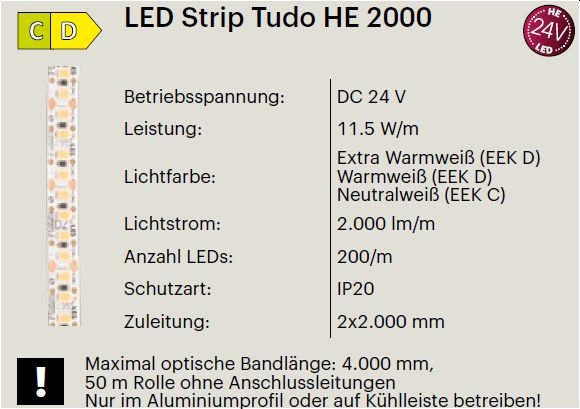LED Band Tudo HE 24 Volt / 11,5 Watt und 2000 Lumen / Meter