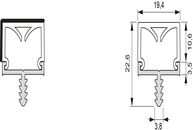 2000475_Querschnitt LED Aufbauprofil Lagos 2 Länge: 3000mm (Artikelnummer 2000475)