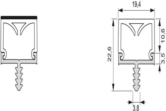 2000476_Querschnitt LED Anbauprofil Lagos 1 Länge: 3000mm (Artikelnummer 2000476)