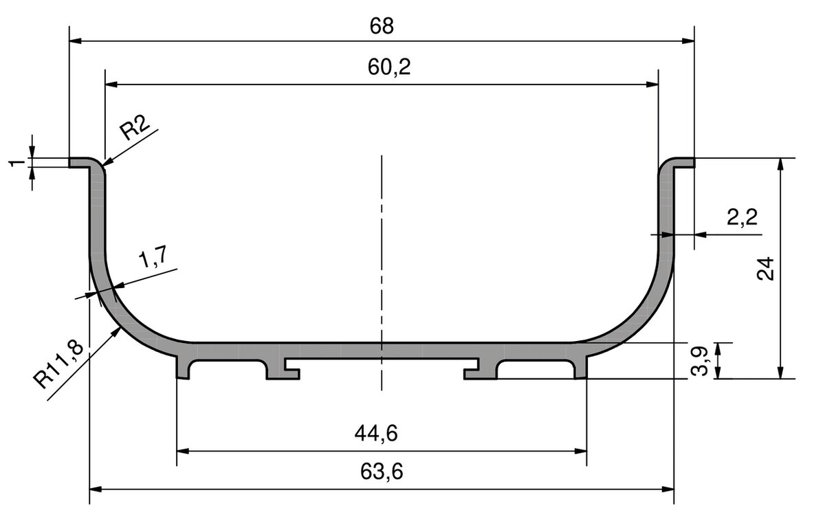 Griffmulden IDA C-Form Einsatz horizontal, Lagerlängen 2,5 m Griffmulden IDA C-Form Einsatz horizontal, Lagerlängen 2,5 m