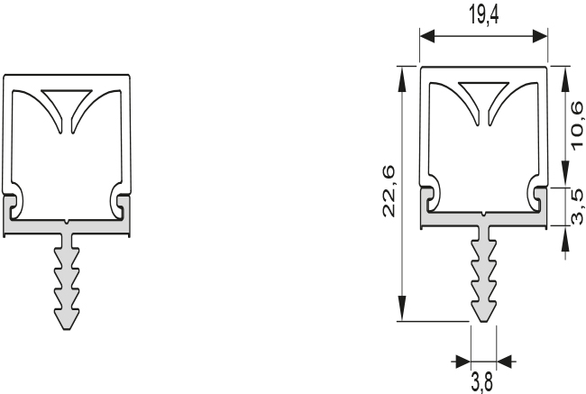 2000477_Querschnitt LED Anbauprofil Lagos 3 Länge: 3000mm (Artikelnummer 2000477)