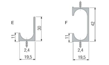 Griffleisten Typ E-F, Lagerlängen 2500mm, Aluminium EV1 Griffleisten Typ E-F, Lagerlängen 2500mm, Aluminium EV1