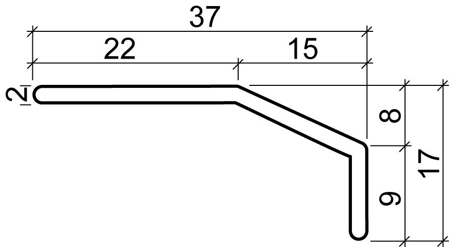 Griffleisten Aluminium zum Kleben auf Möbelkante Länge 2460mm