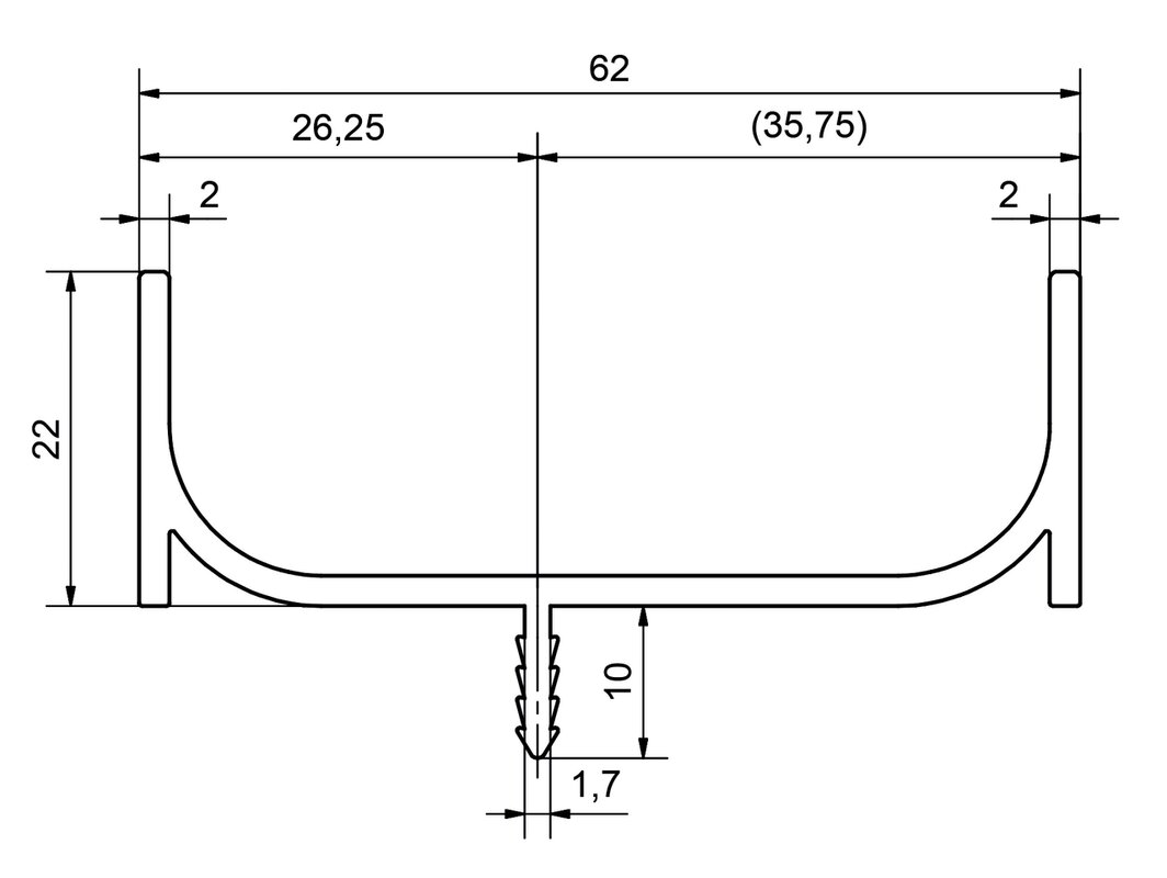 Griffmulden IDA C-Form Einsatz vertikal, Lagerlängen 2,5 m