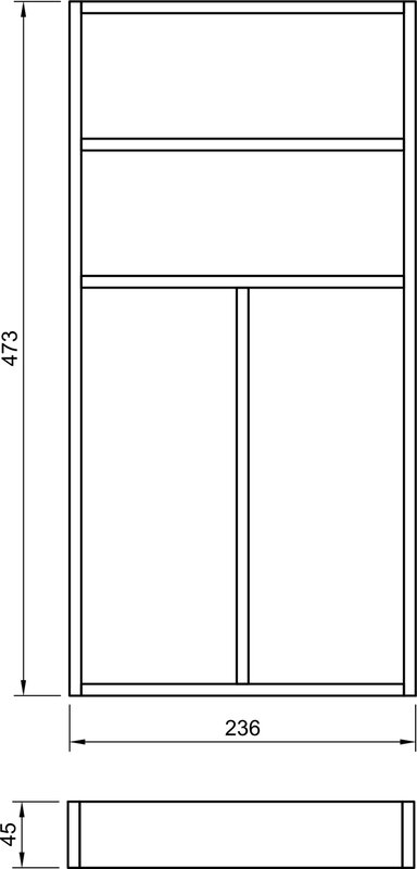Besteckeinsätze Eiche lackiert ohne Boden, 236x473x45mm Besteckeinsätze Eiche lackiert ohne Boden, 236x473x45mm