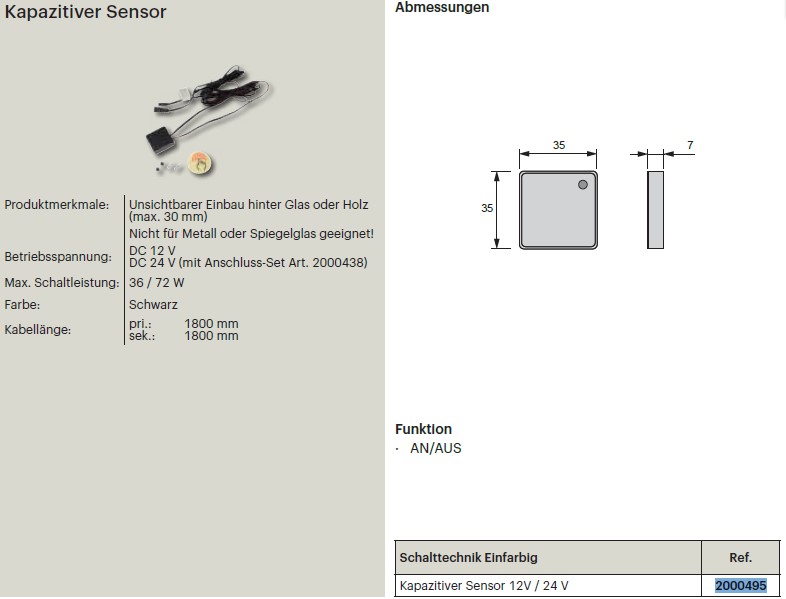 Kapazitiver Sensor 12/24 Volt Kapazitiver Sensor 12/24 Volt