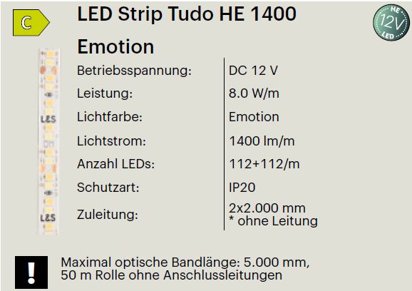 LED Band Tudo Emotion 12 Volt - 8,0 Watt - 1400 Lumen / Meter