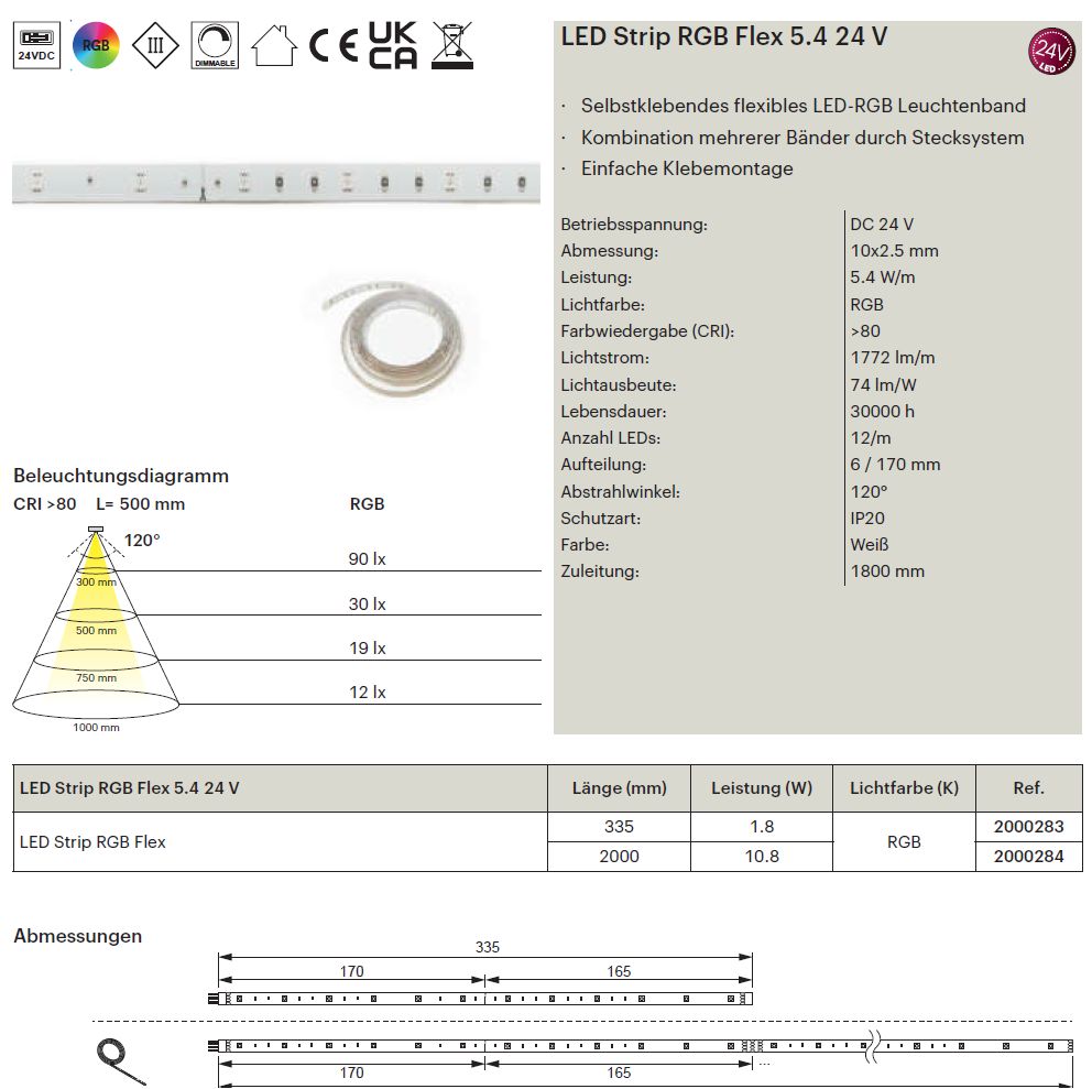 LED RGB STRIP FLEX 24 Volt - 5,4 Watt/Meter