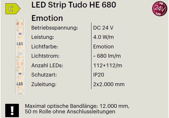 LED Band Tudo HE Emotion 24 Volt - 4,0 Watt / 680 Lumen / Meter 