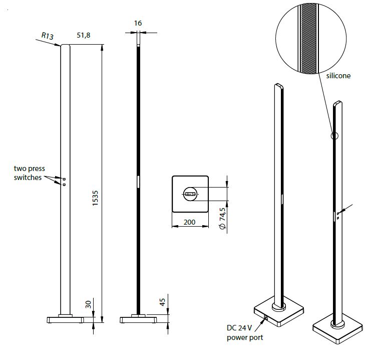 Stehleuchte Blimea schwarz mit Schalter, 45 Watt incl. Netzteil Stehleuchte Blimea schwarz mit Schalter, 45 Watt incl. Netzteil