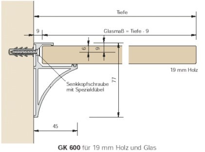 gk600 Konsolen Aluminium GK 600 für 19mm Böden
