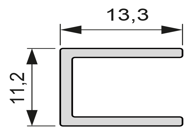 2000359_Querschnitt LED Anbau-Glaskantenprofil Länge: 2500mm (Artikelnummer 2000359)