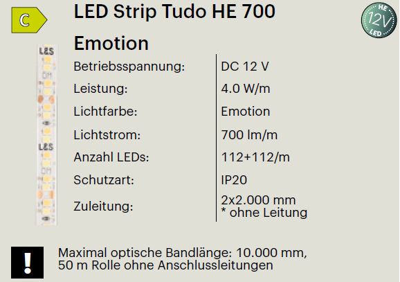 LED Band Tudo Emotion 12 Volt - 4,0 Watt - 700 Lumen / Meter LED Band Tudo Emotion 12 Volt - 4,0 Watt - 700 Lumen / Meter