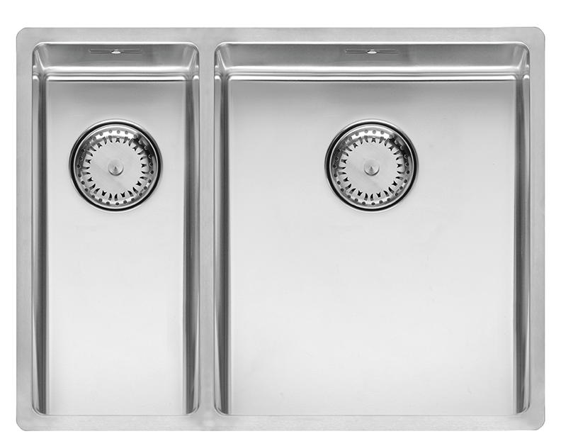 NewYork_18x40-34x40 Spüle New York Doppelbecken Edelstahl Seidenglanz, asymetrisch