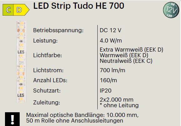 LED Band Tudo HE 12 Volt - 4,0 Watt - 700 Lumen / Meter LED Band Tudo HE 12 Volt - 4,0 Watt - 700 Lumen / Meter