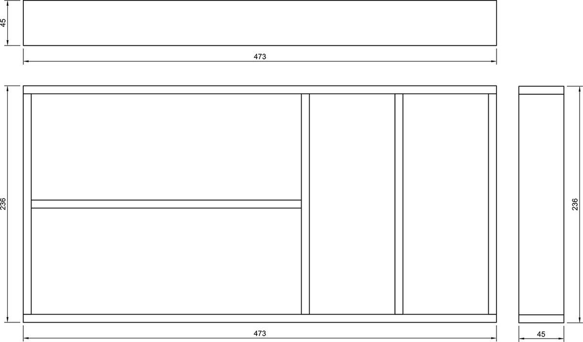 Besteckeinsätze Eiche lackiert ohne Boden, 236x473x45mm Besteckeinsätze Eiche lackiert ohne Boden, 236x473x45mm