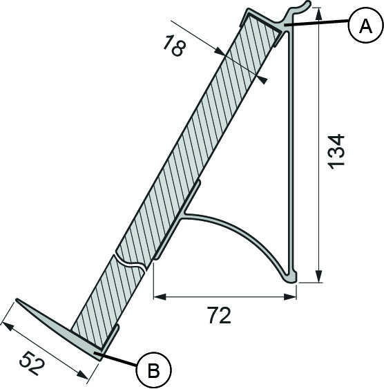 50-793-95_z1 Wall System - unteres Abschlußprofil (B) zu Buchstütze