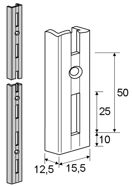 5240150 Wandschienen Schwarz, einreihig